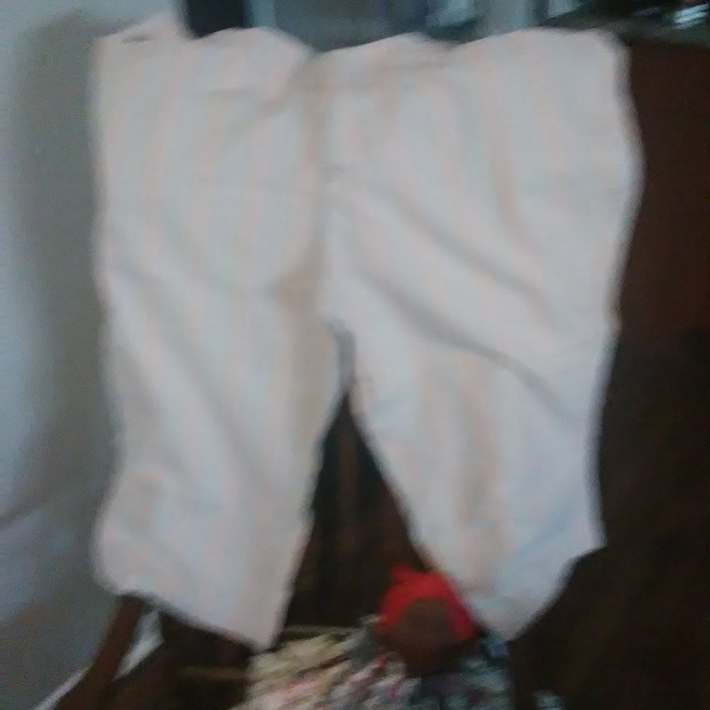 Green and pink stripped capris